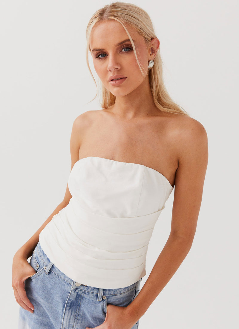Hidden Road Pleated Corset - White