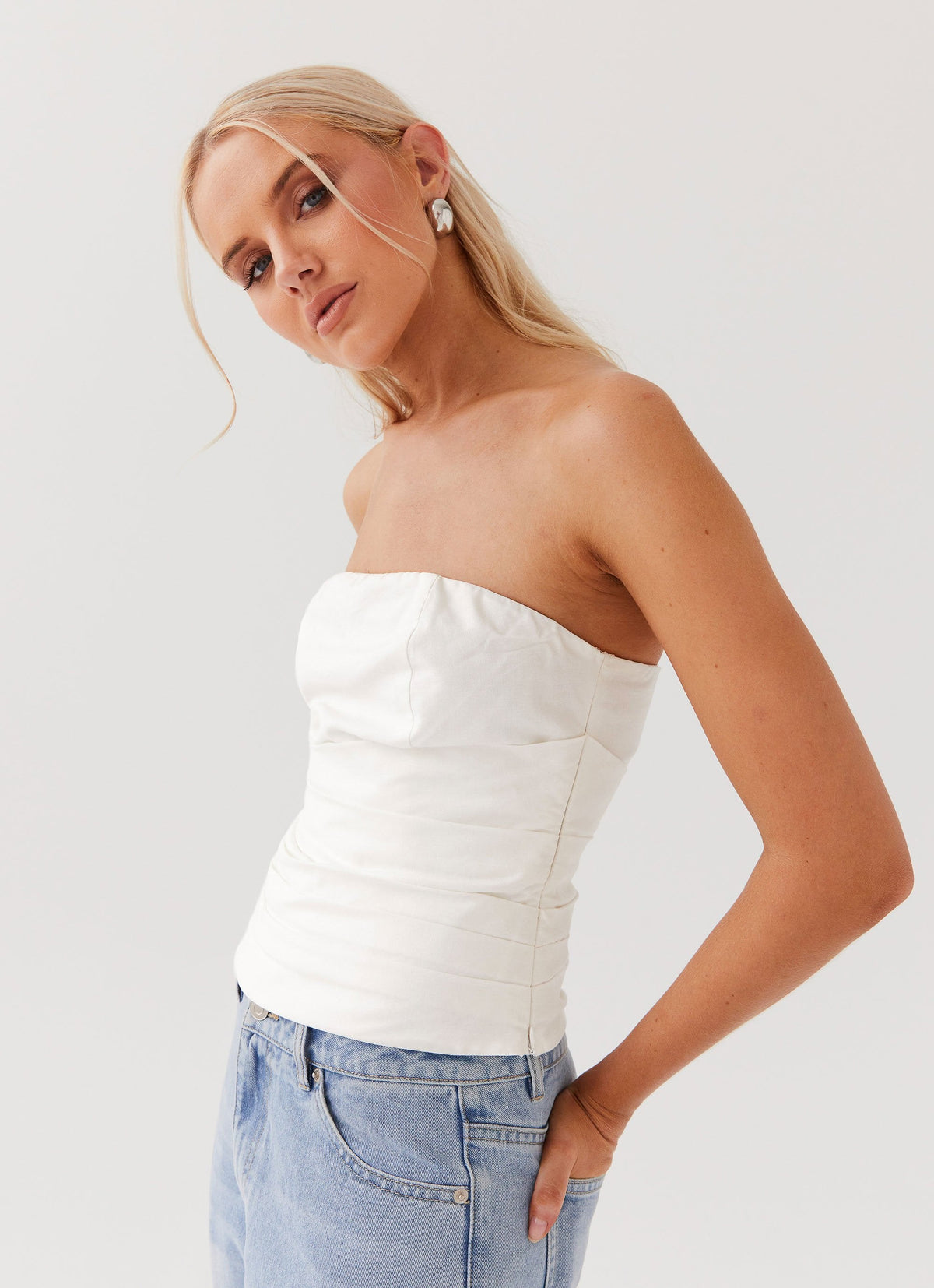 Hidden Road Pleated Corset - White