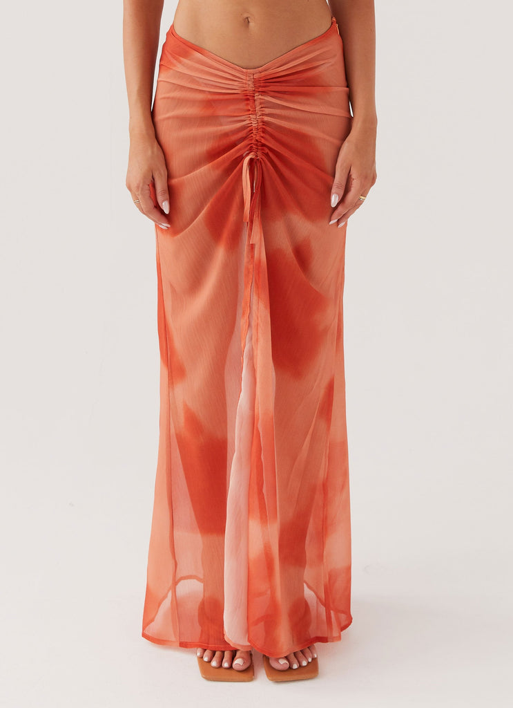 Zenta Ruched Maxi Skirt - Copper