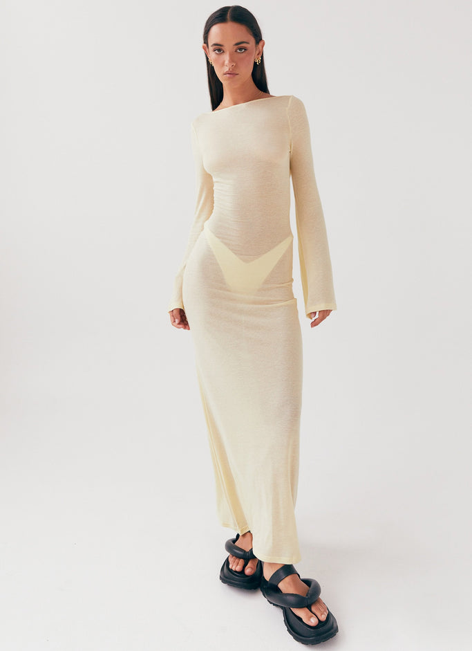 Olivia Long Sleeve Maxi Dress - Lemon
