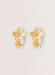 Womens Lola Love Flower Earrings in the colour Gold in front of a light grey background
