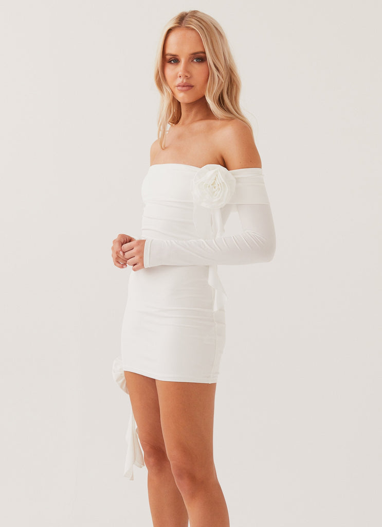 Womens Cecilia Rose Mini Dress in the colour White in front of a light grey background