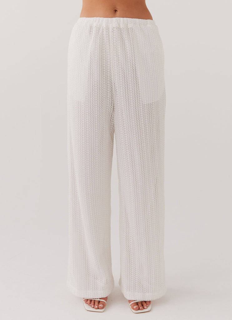 Womens Karley Knit Pants in the colour White in front of a light grey background