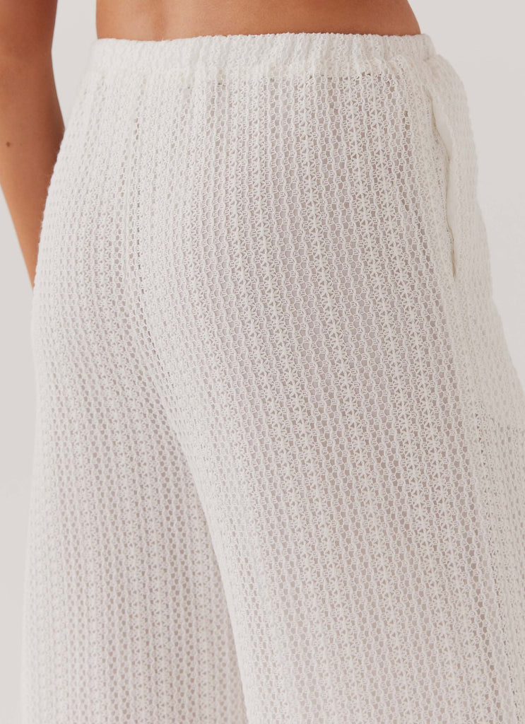 Womens Karley Knit Pants in the colour White in front of a light grey background