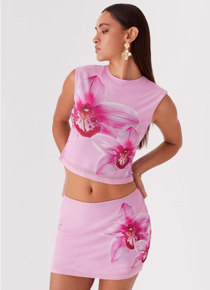 Sunset Bliss Mesh Mini Skirt - Pink Magnolia