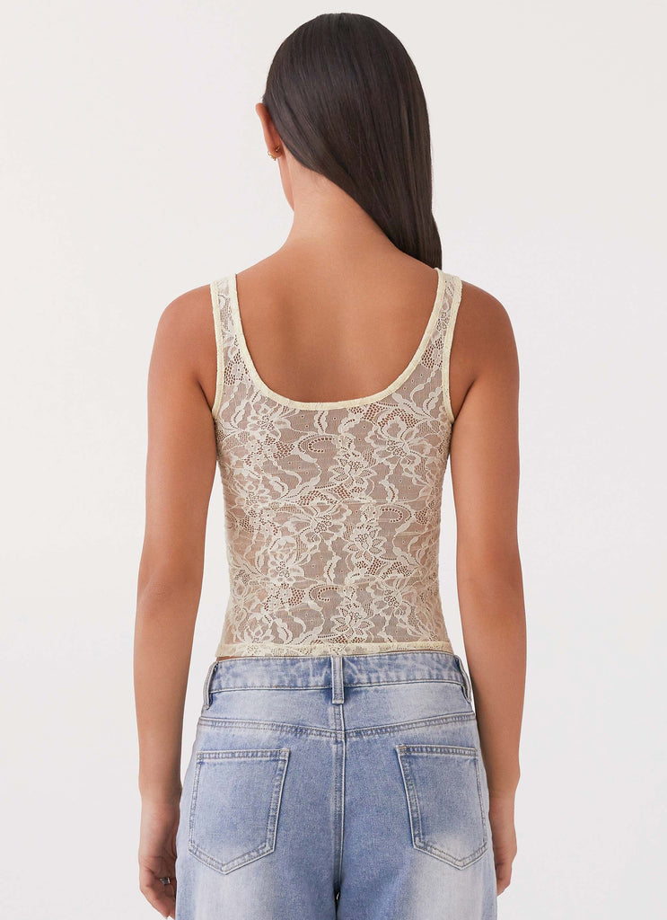 Last Day Of Summer Lace Tank Top - Yellow