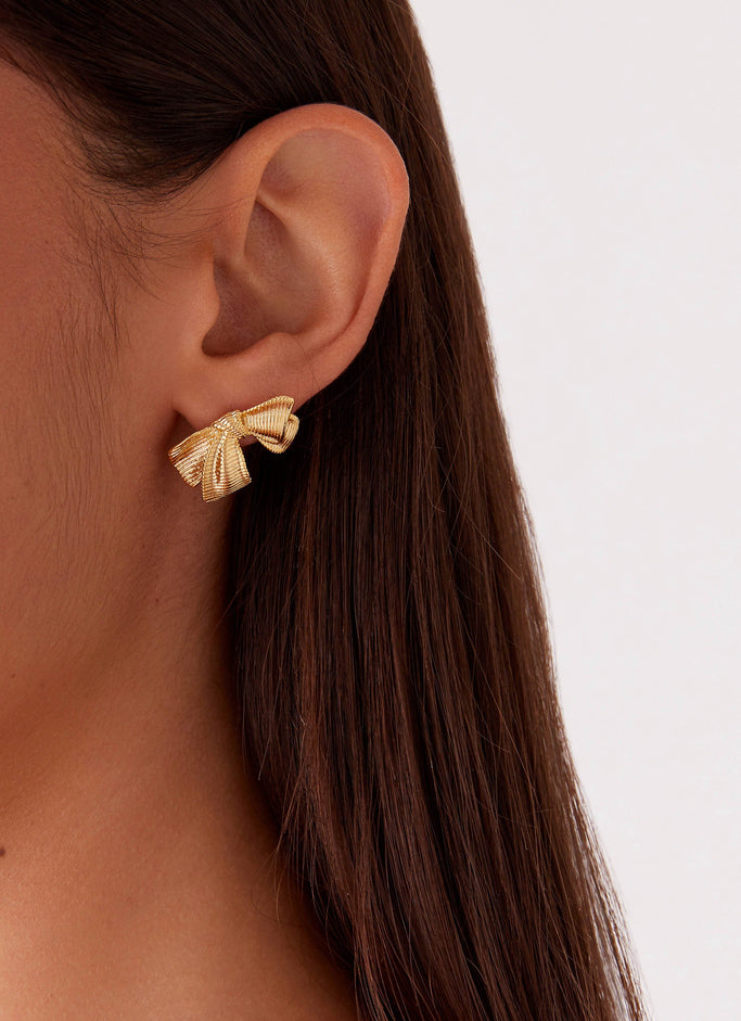 Kiyah Bow Earrings - Gold