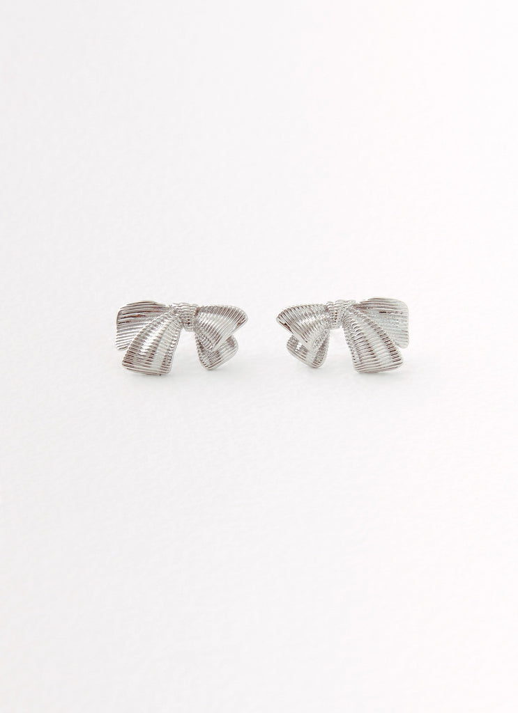 Kiyah Bow Earrings - Silver