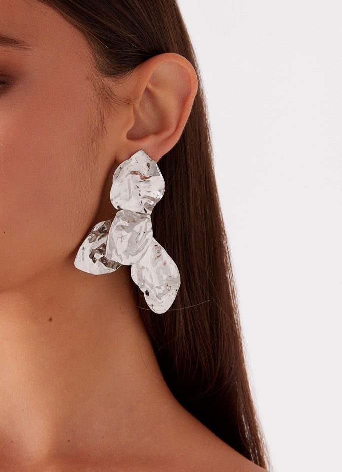 Stonelet Statement Earrings - Silver