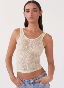 Last Day Of Summer Lace Tank Top - Yellow