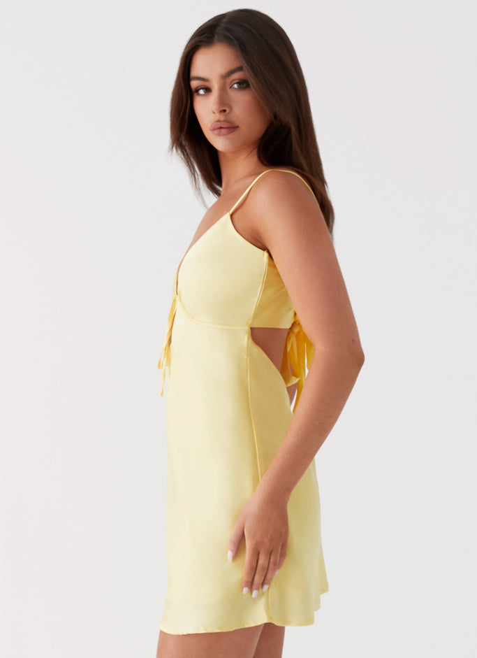 Flora Satin Mini Dress - Yellow