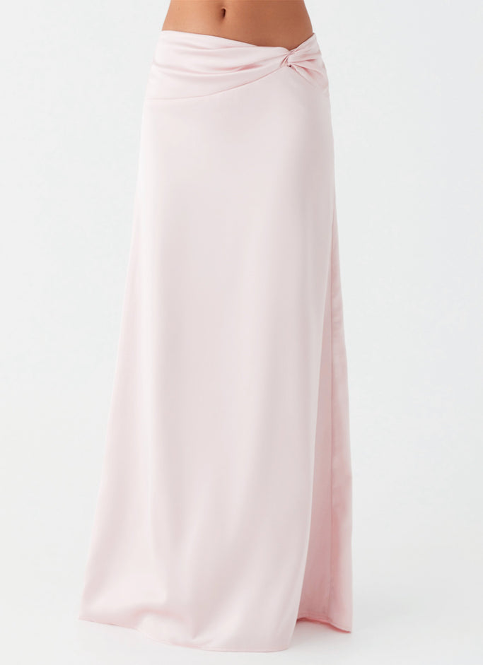 Crescent Light Twist Maxi Skirt - Pink