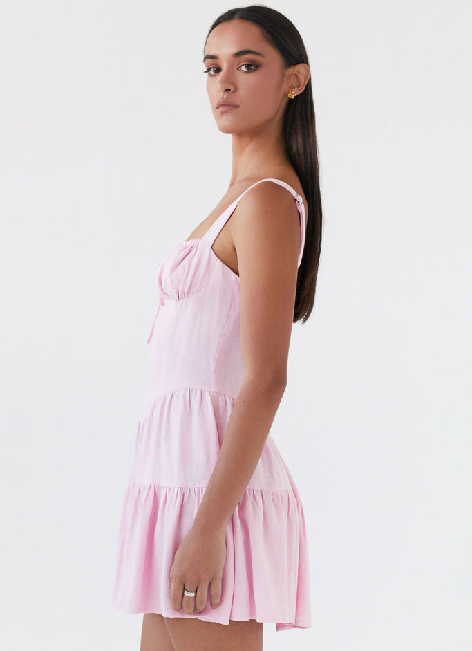 Lucie Linen Mini Dress - Pink