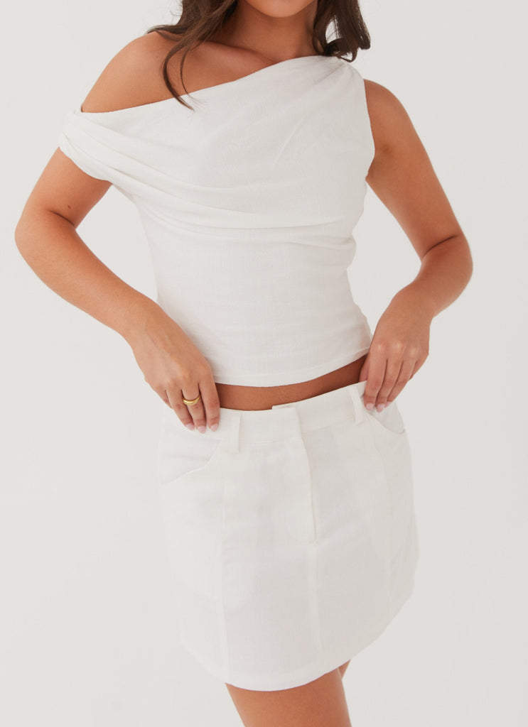 Marissa Linen Mini Skirt - White