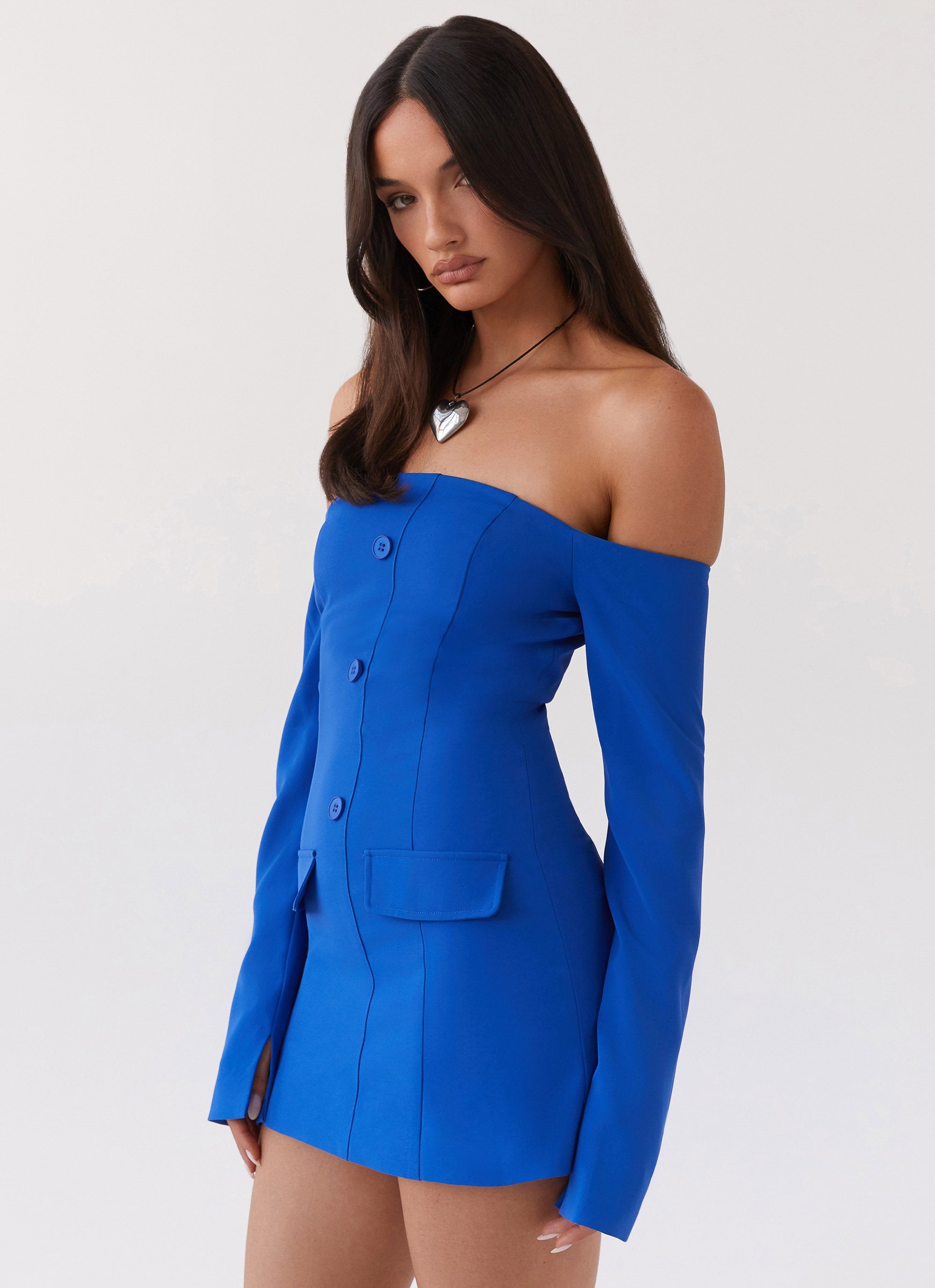 Cue Cobalt Blazer Dress Americana Coast Tiered Denim Mini Dress VICI Cue Cobalt Blazer Dress Americana Coast Tiered Denim Mini Dress VICI
