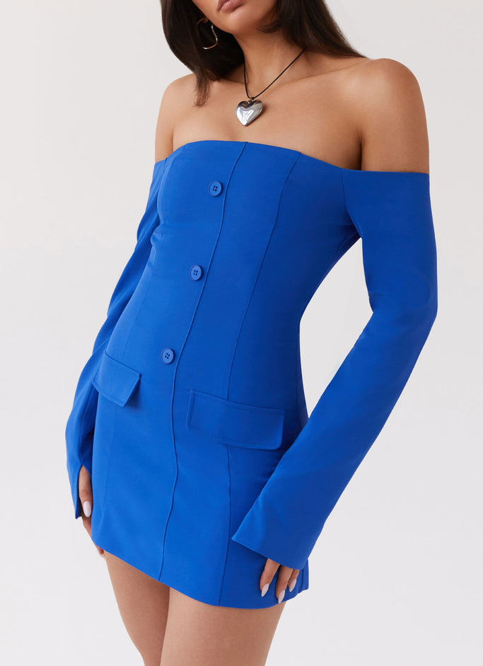 Dominique Blazer Mini Dress - Cobalt