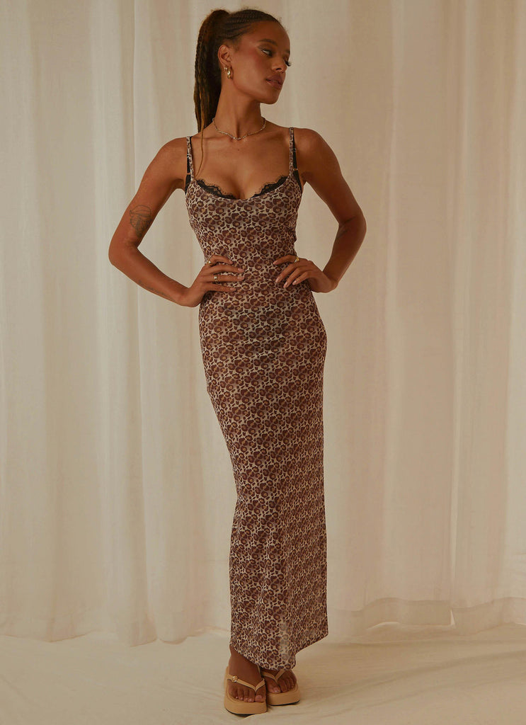 Girls Only Mesh Maxi Dress - Leopard - Peppermayo