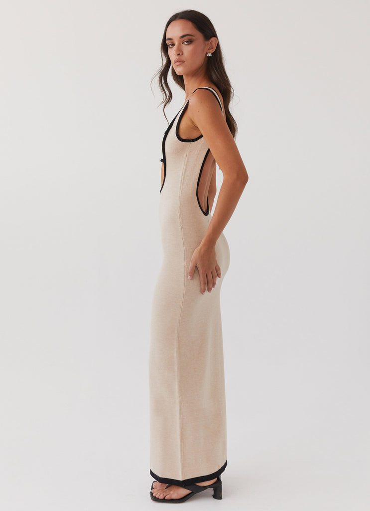 Womens Lost In Paris Knit Maxi Dress in the colour Tapioca in front of a light grey background