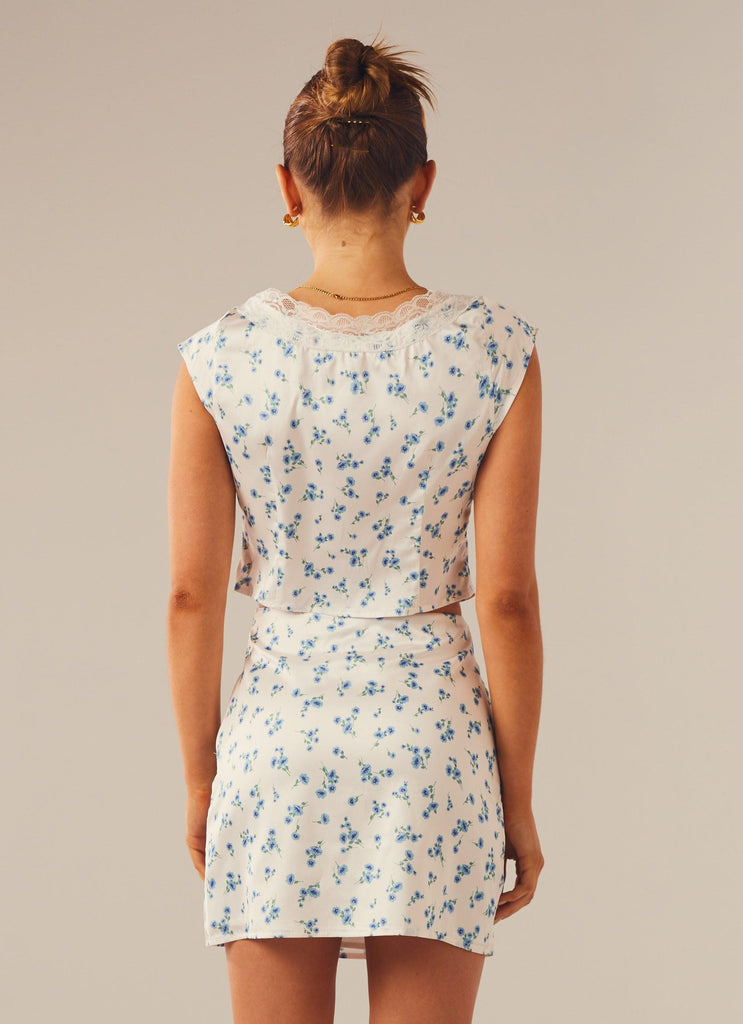 Picnic Date Floral Top - Blue Blooms - Peppermayo