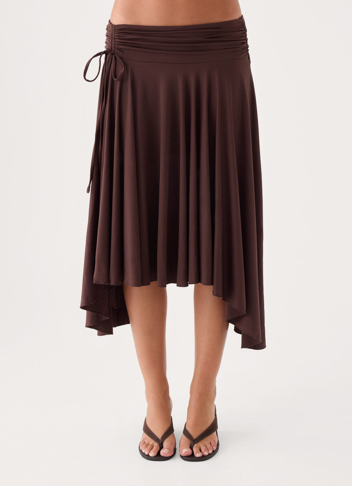 Perrie Asymmetrical Midi Skirt - Chocolate