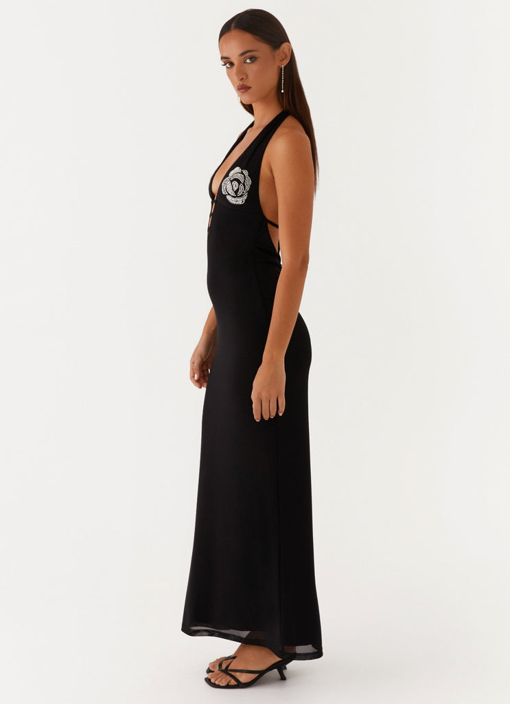 Polina Beaded Haltherneck Maxi Dress - Black