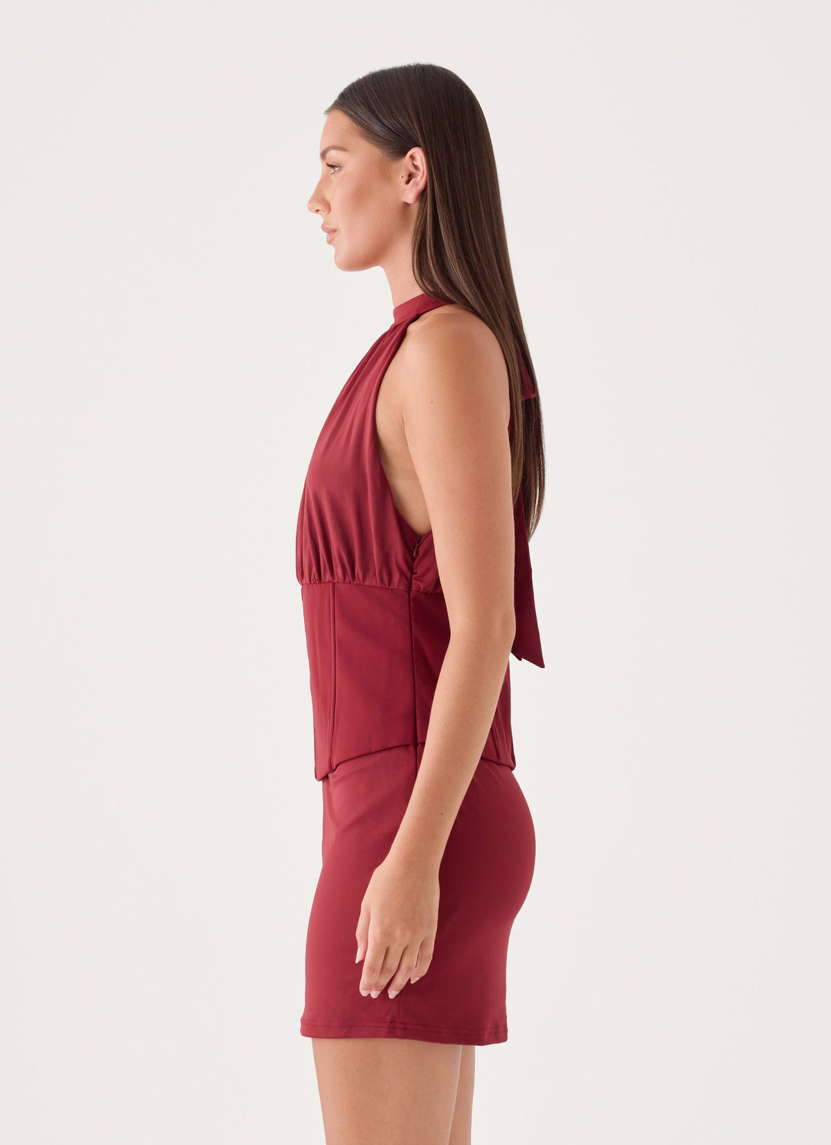 Rachelle Halter Mini Dress - Maroon