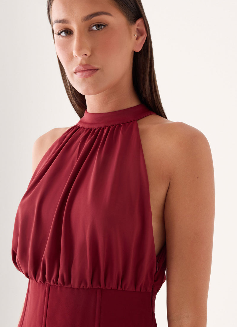 Rachelle Halter Mini Dress - Maroon