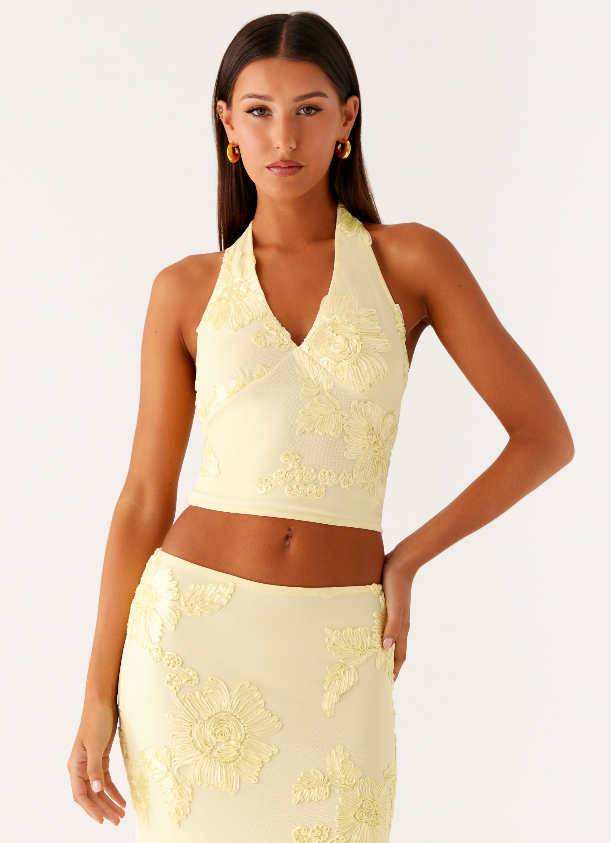 Yellow Ridding Top Radiate Halterneck Top - Yellow – Peppermayo UK