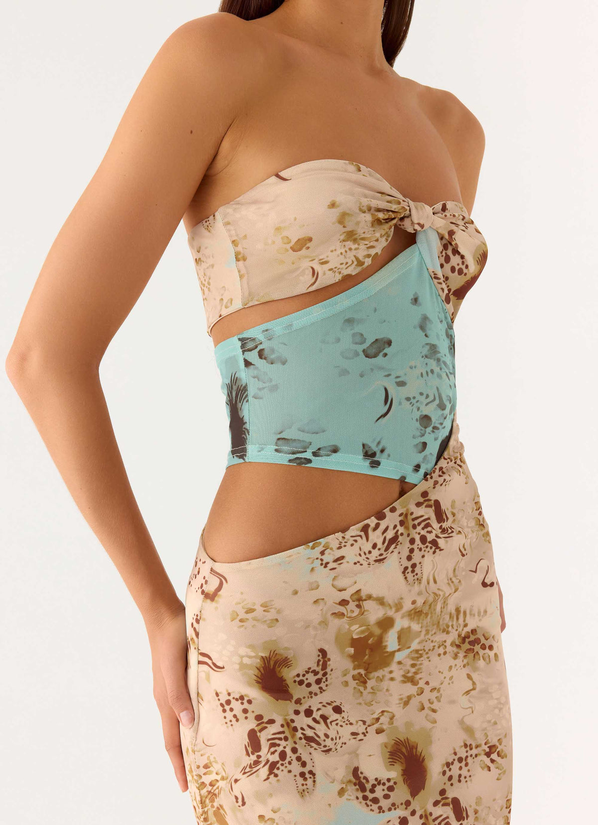 React Strapless Maxi Dress - Desert Blur