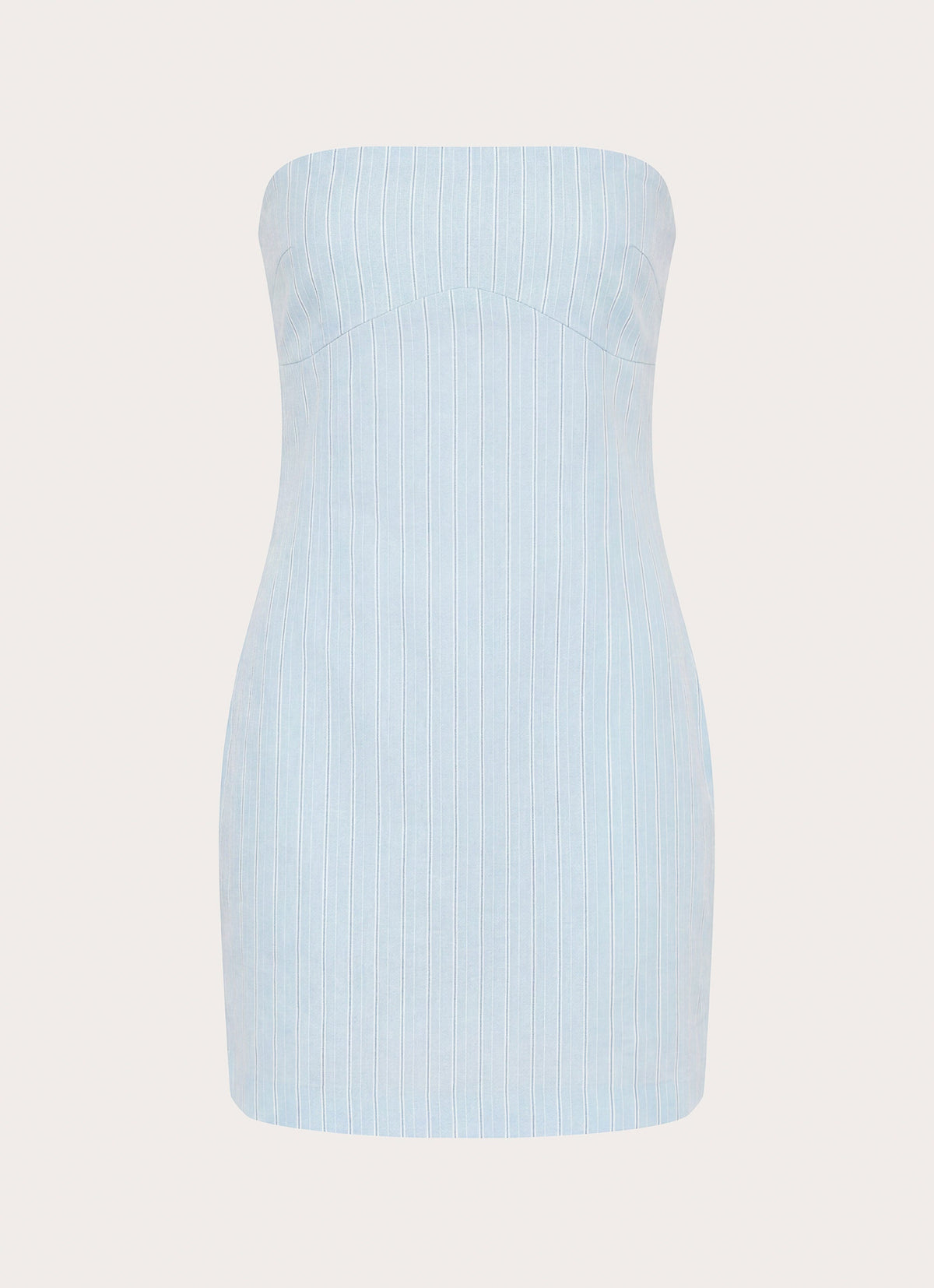 Reinna Cotton Strapless Mini Dress - Baby Blue Stripe