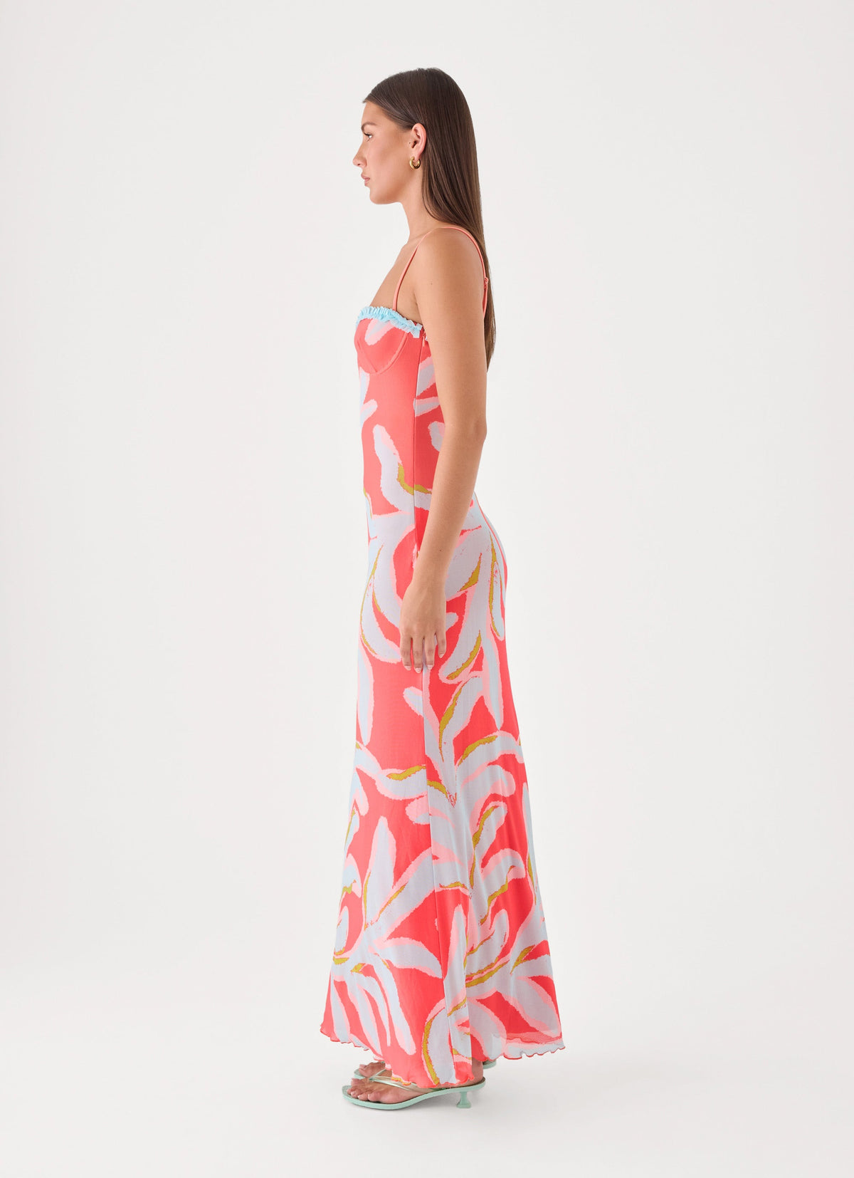 Riviera Muse Maxi Dress - Coral Palm Print