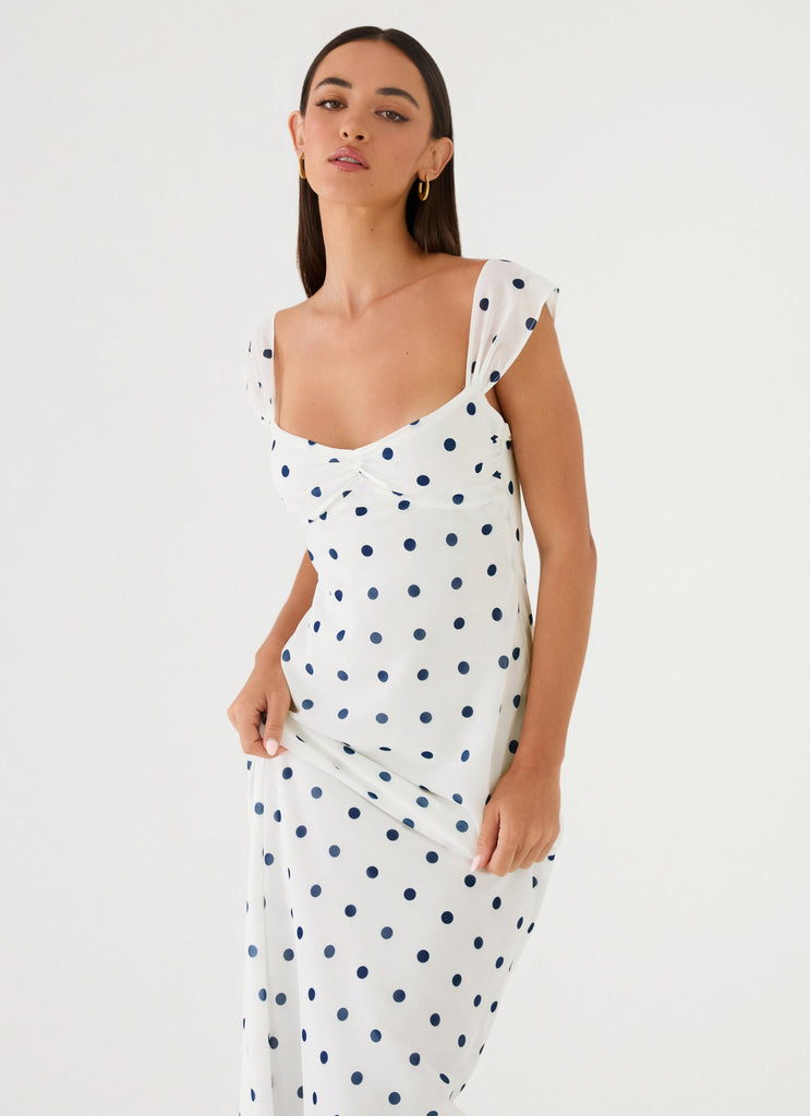 Roma Notte Maxi Dress - Porcelain Blue Polka Dot