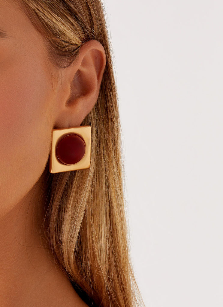 Romelle Earrings - Gold/Red