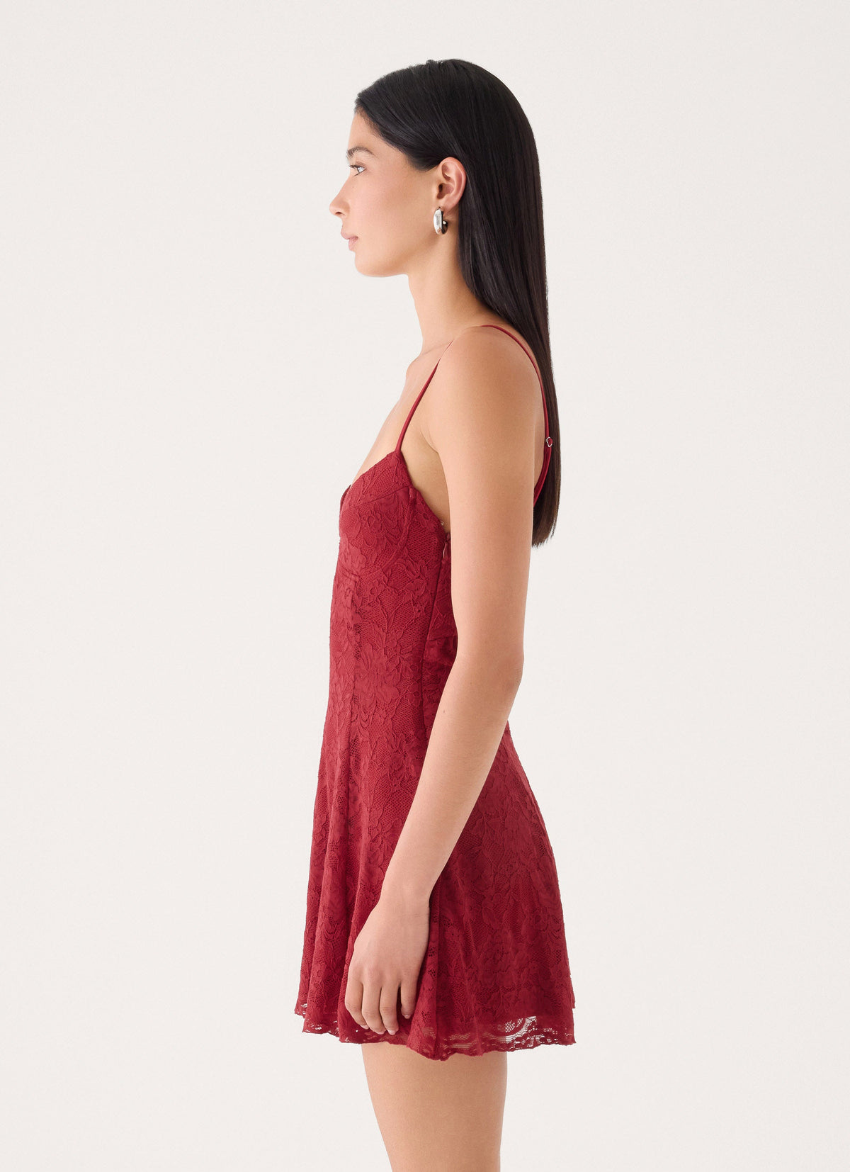 Saint Paloma Lace Mini Dress - Fire Red