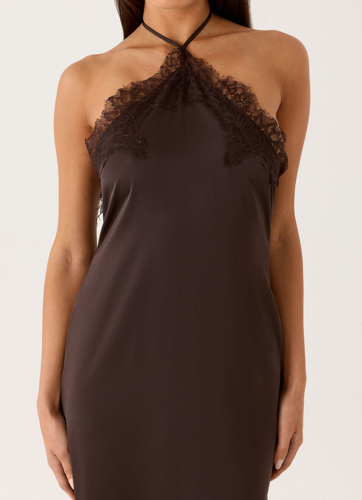 Samaria Halter Maxi Dress - Chocolate