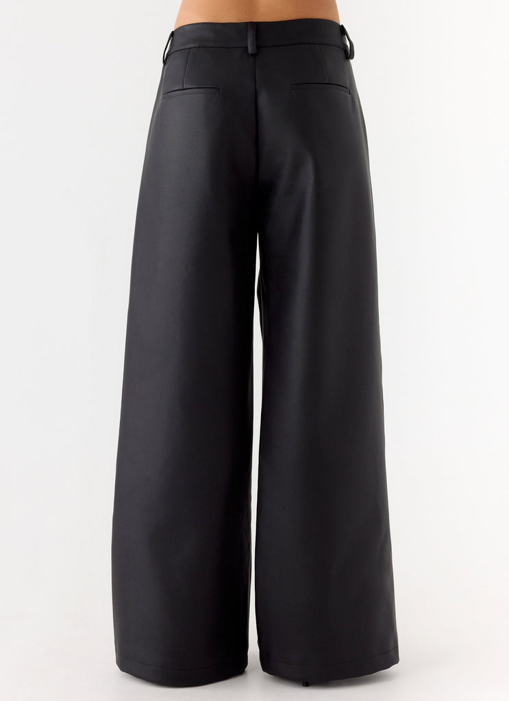 Samuel Low Rise Faux Leather Pants - Black