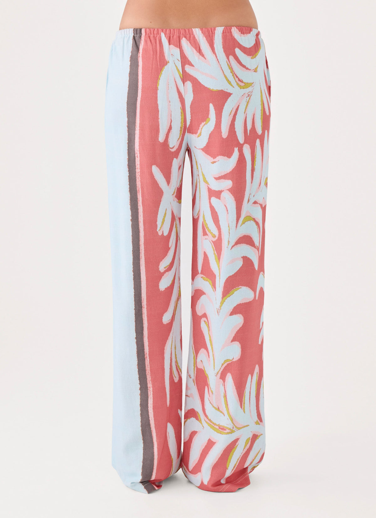 Santina Linen Pant - Coral Palm Print