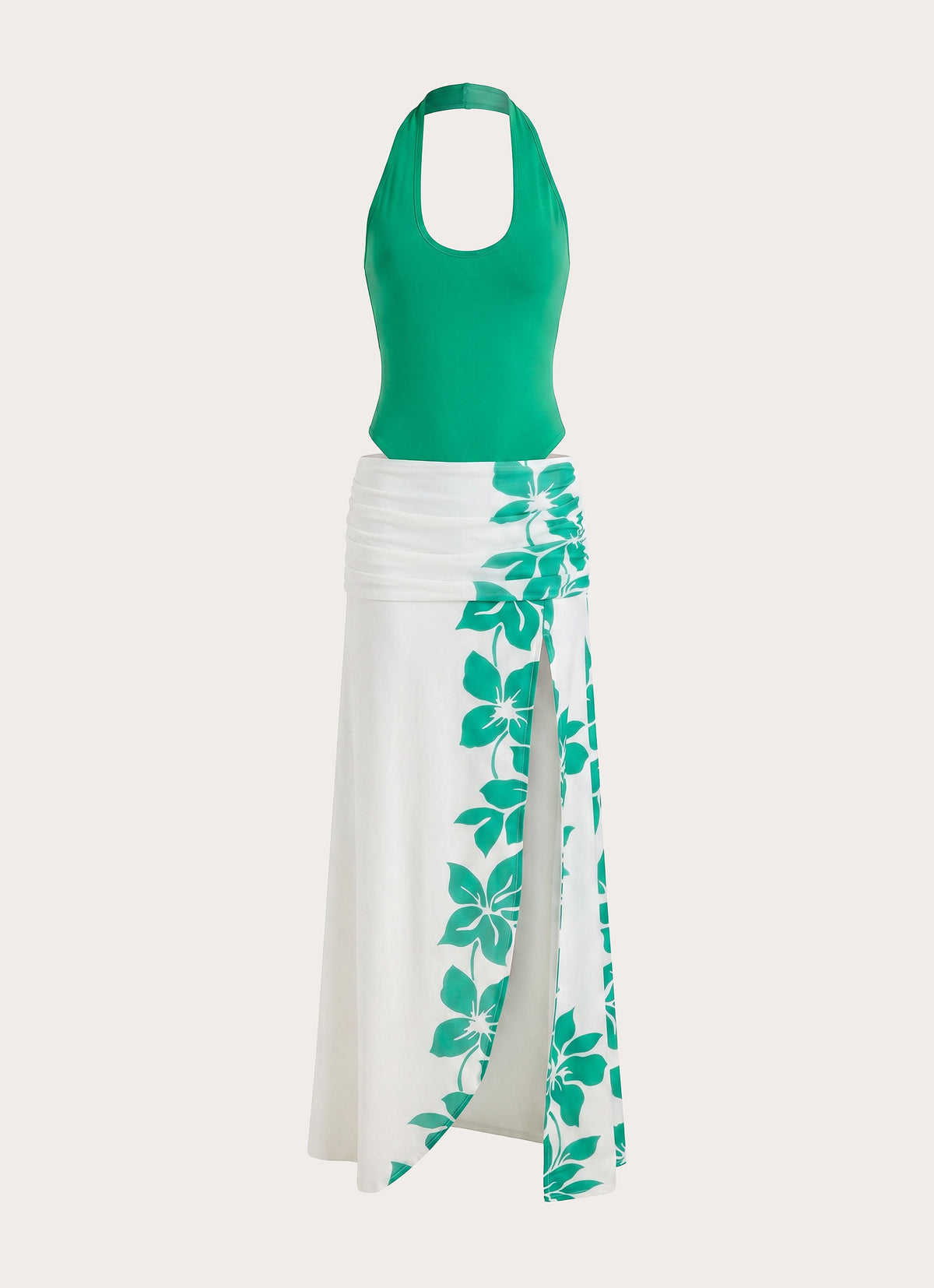 Sarinda Maxi Dress - Green White Tropic Floral Print