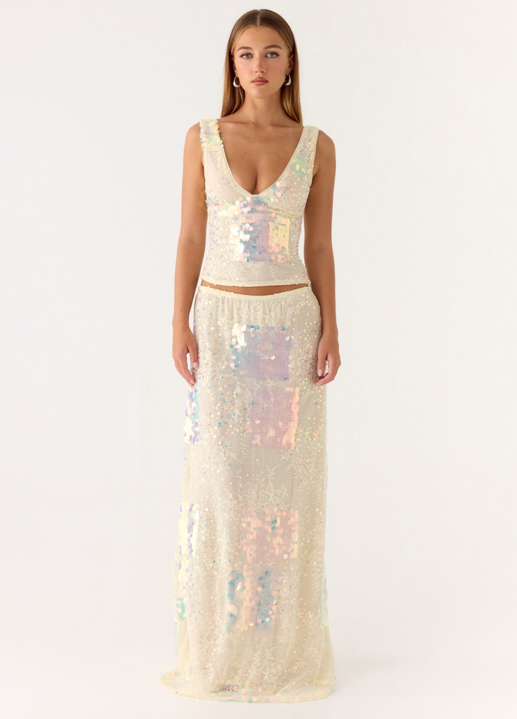 Erinah Sequin Maxi Skirt - Yellow