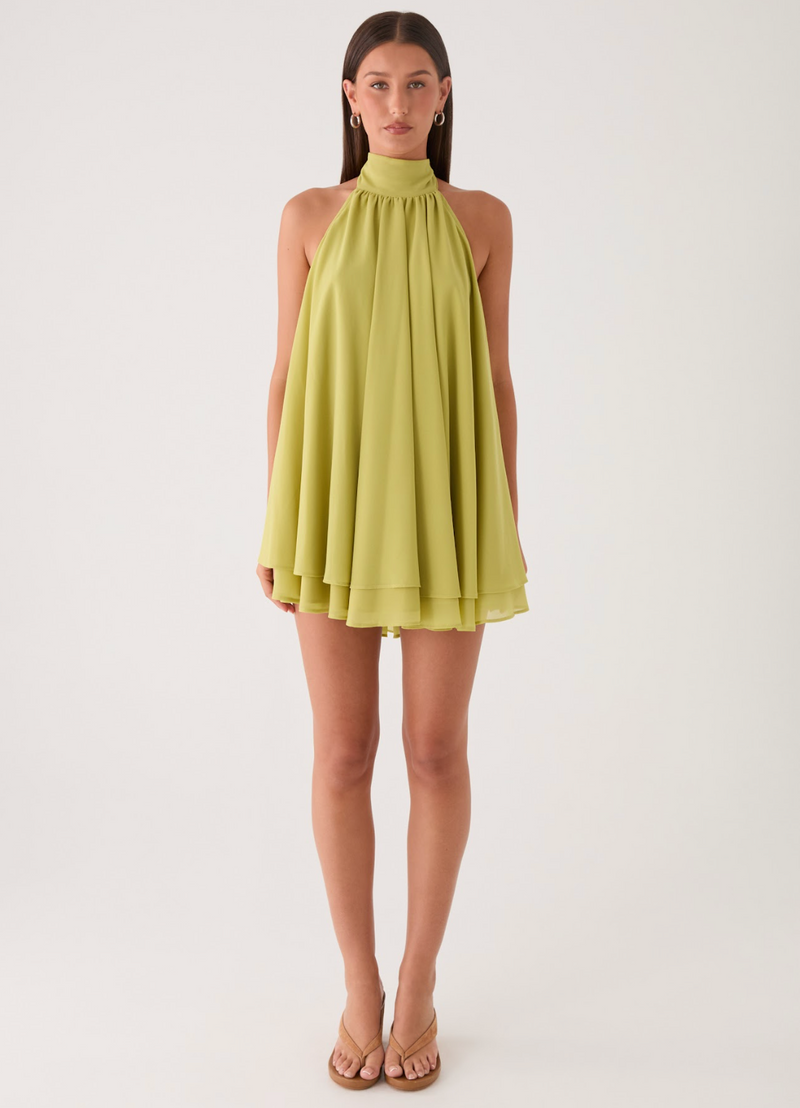 Lyrah Halter Mini Dress - Lime