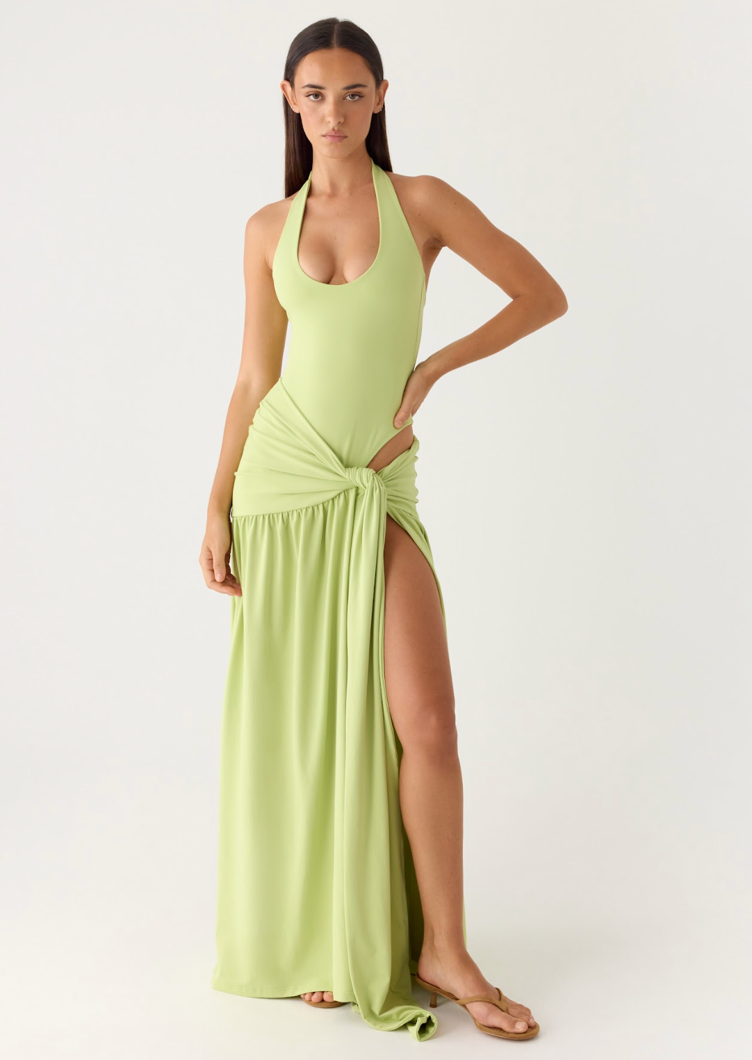 My Answer Bodysuit Maxi Dress - Lime