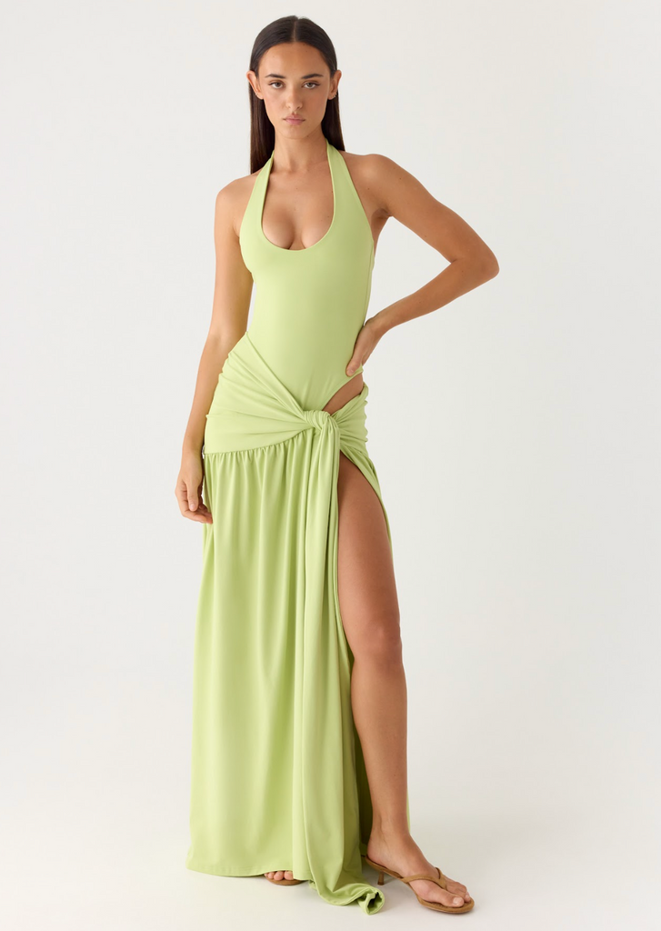 My Answer Bodysuit Maxi Dress - Lime