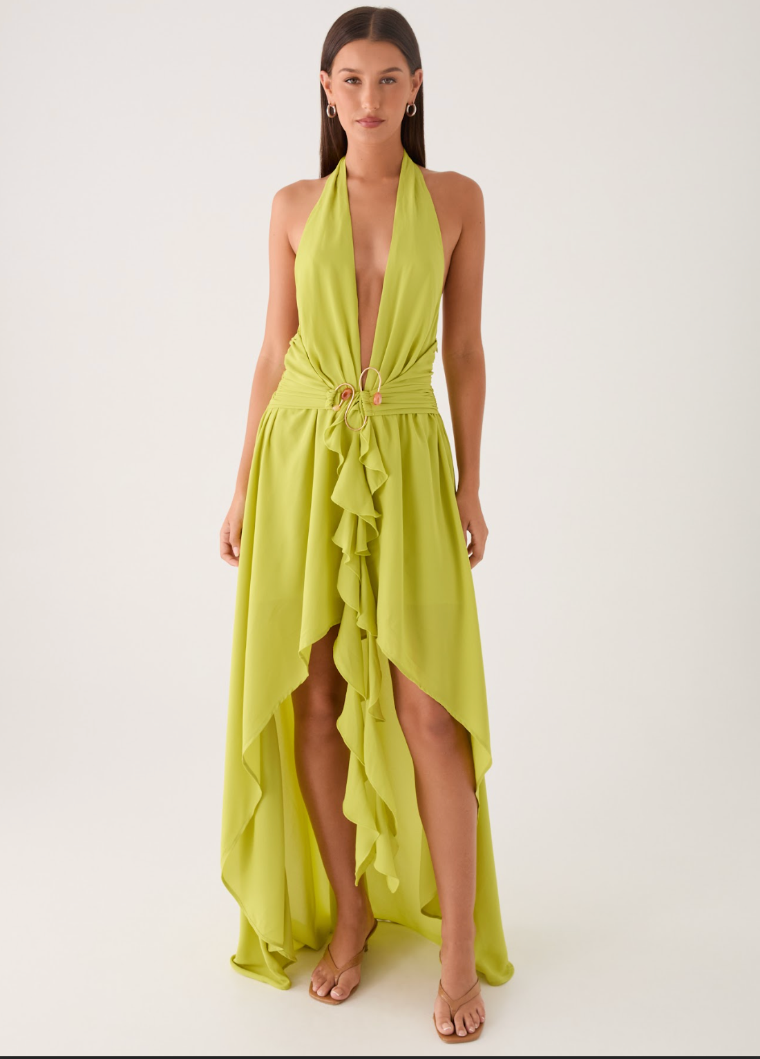 Sinead Halter Maxi Dress - Lime