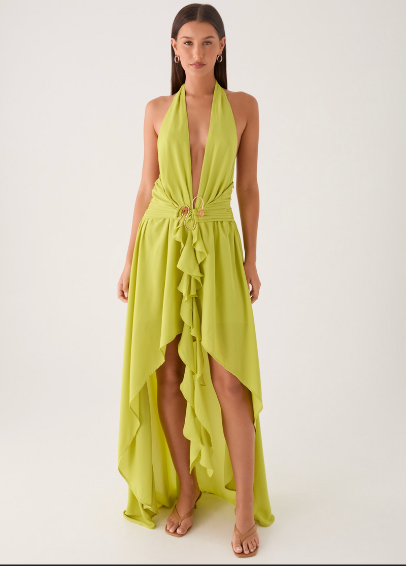 Sinead Halter Maxi Dress - Lime