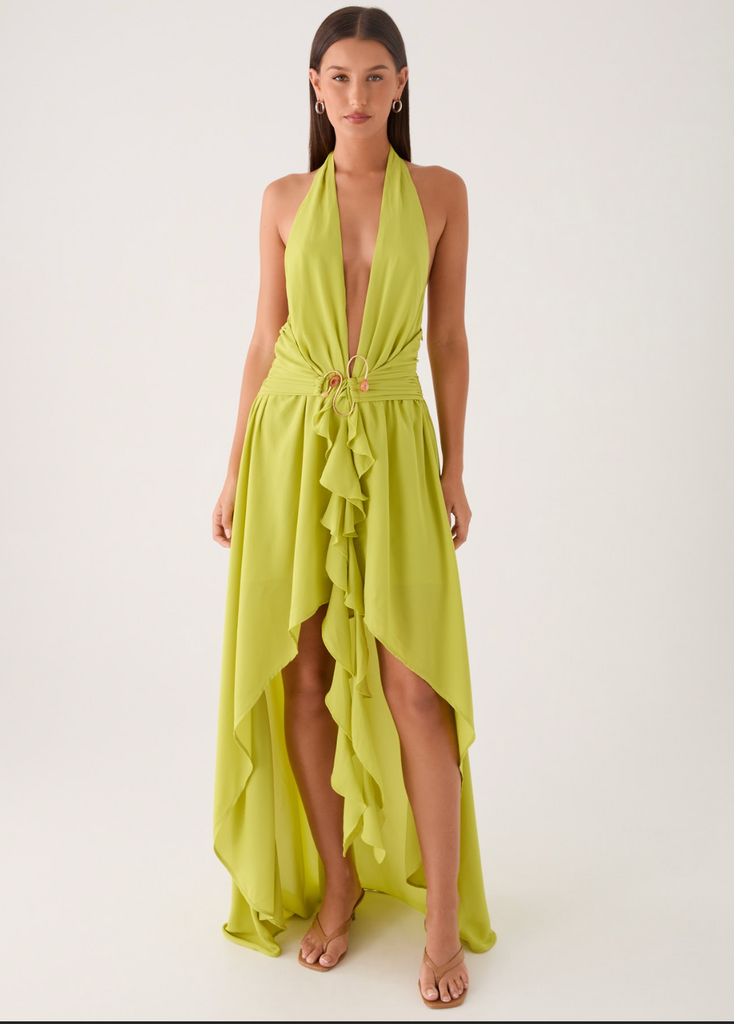 Sinead Halter Maxi Dress - Lime