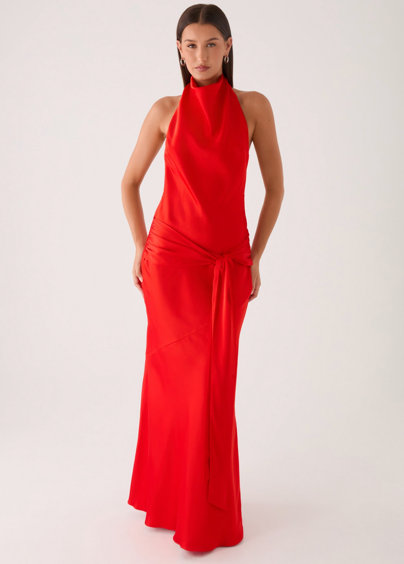 Rumina Sash Maxi Dress - Tangerine