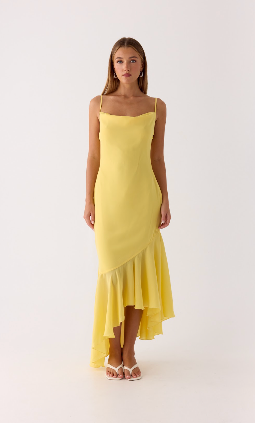 Talindra Midi Dress - Bright Lemon