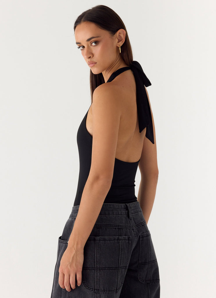 Set The Scene Halter Bodysuit - Black