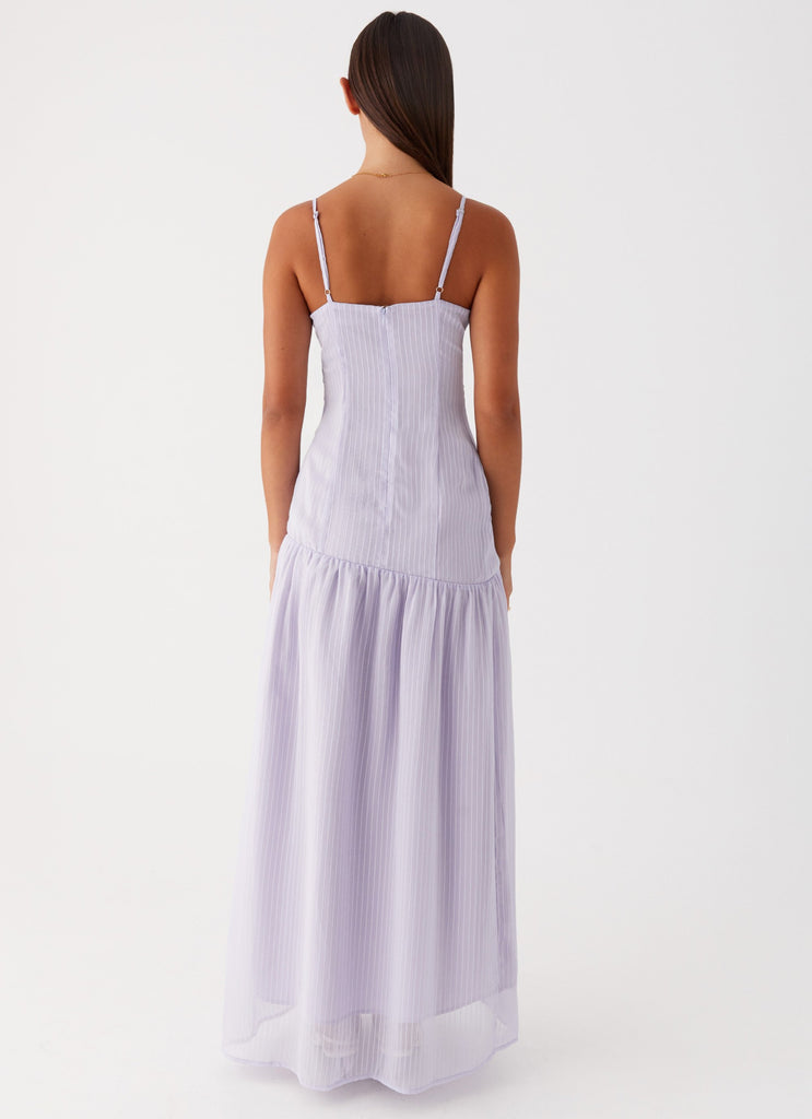 Womens Shania Maxi Dress in the colour Lavender in front of a light grey background