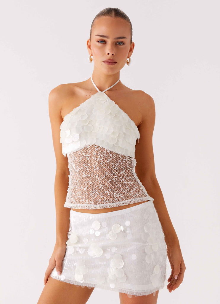 Shelly Halter Top - White